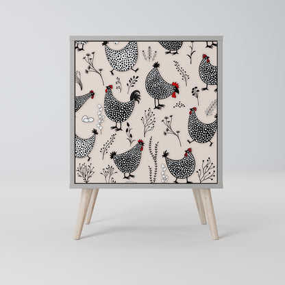 Credenza HAPPY HENS a 1 anta con finitura grigia