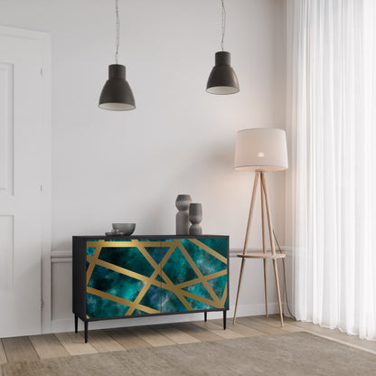 Credenza a 2 ante THE LABYRINTH OF GOLD con finitura nera