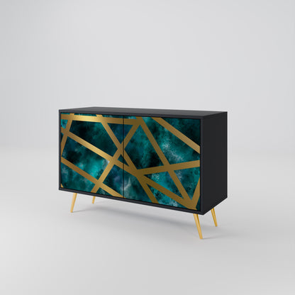 Credenza a 2 ante THE LABYRINTH OF GOLD con finitura nera