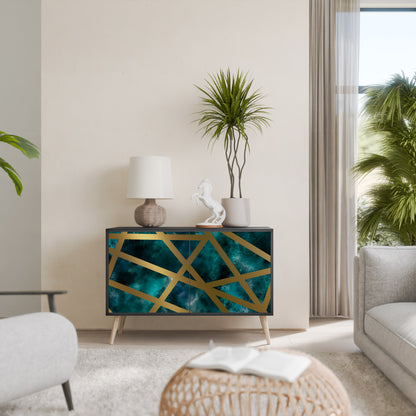 Credenza a 2 ante THE LABYRINTH OF GOLD con finitura nera