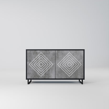 Credenza a 2 ante POLYGONAL ARTISTRY in finitura nera