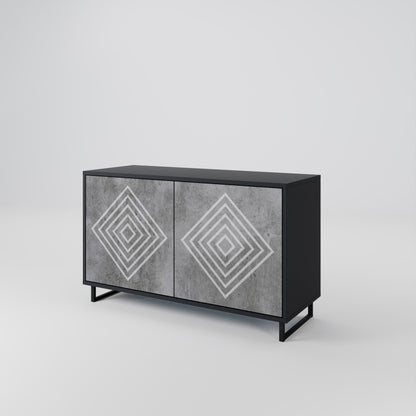 Credenza a 2 ante POLYGONAL ARTISTRY in finitura nera