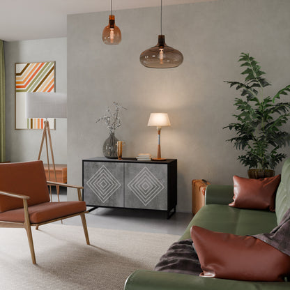 Credenza a 2 ante POLYGONAL ARTISTRY in finitura nera
