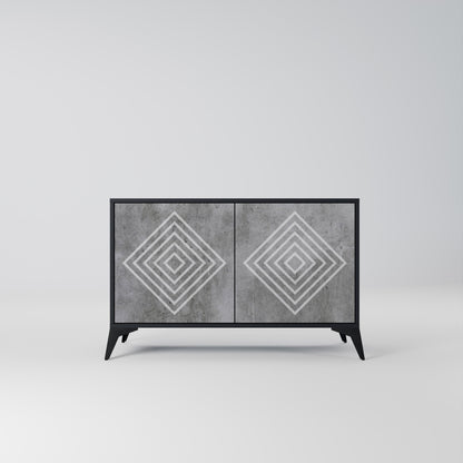 Credenza a 2 ante POLYGONAL ARTISTRY in finitura nera