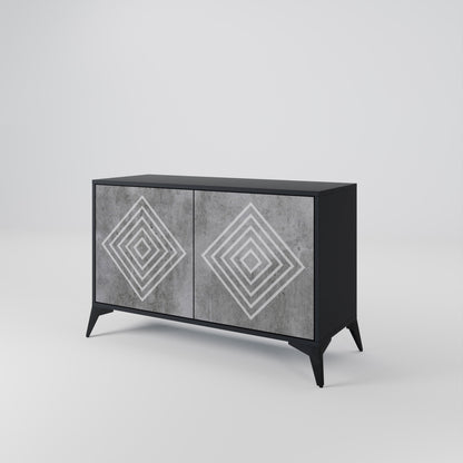 Credenza a 2 ante POLYGONAL ARTISTRY in finitura nera