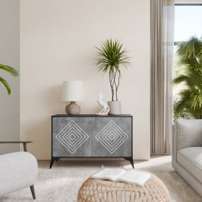 Credenza a 2 ante POLYGONAL ARTISTRY in finitura nera