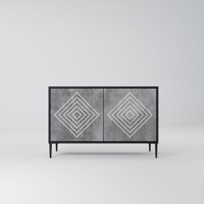 Credenza a 2 ante POLYGONAL ARTISTRY in finitura nera