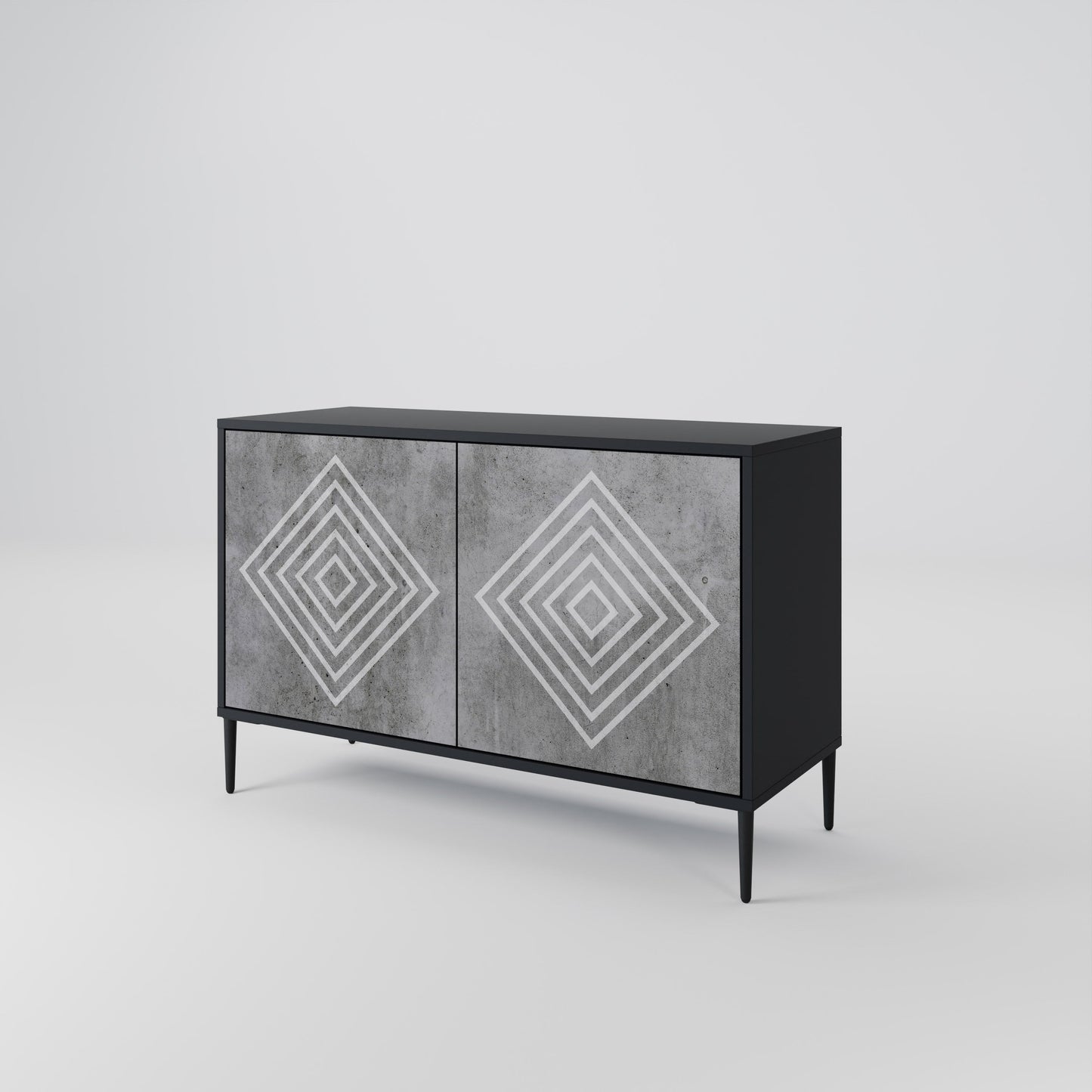 Credenza a 2 ante POLYGONAL ARTISTRY in finitura nera