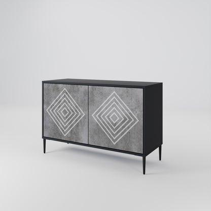 Credenza a 2 ante POLYGONAL ARTISTRY in finitura nera