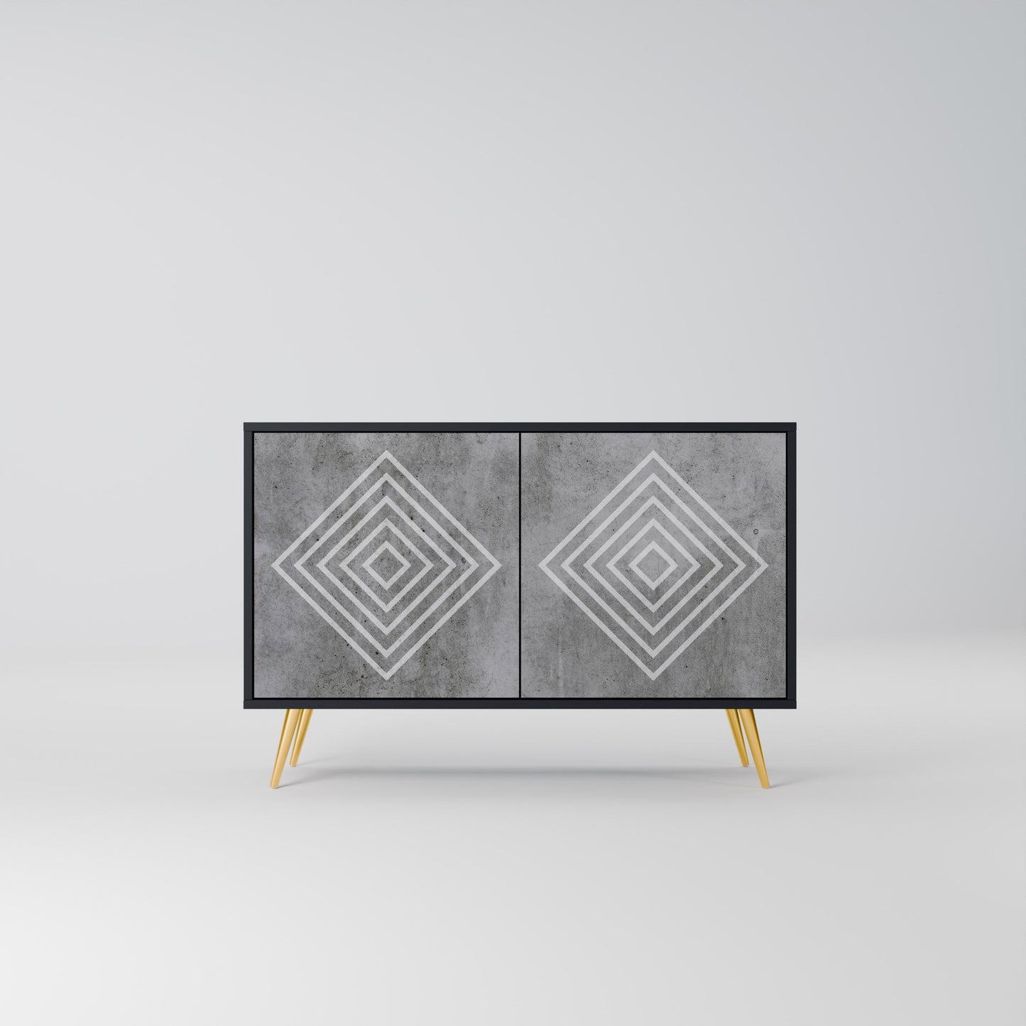 Credenza a 2 ante POLYGONAL ARTISTRY in finitura nera