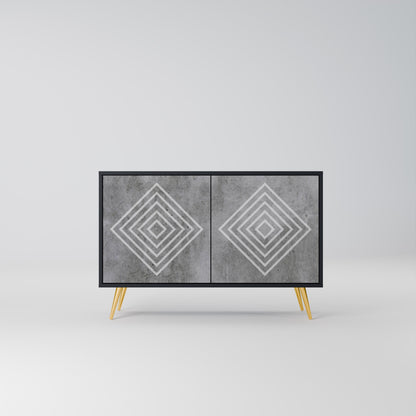Credenza a 2 ante POLYGONAL ARTISTRY in finitura nera