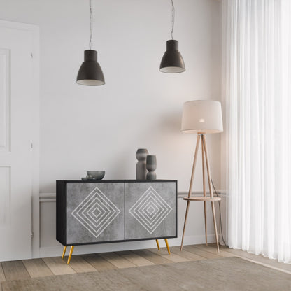 Credenza a 2 ante POLYGONAL ARTISTRY in finitura nera