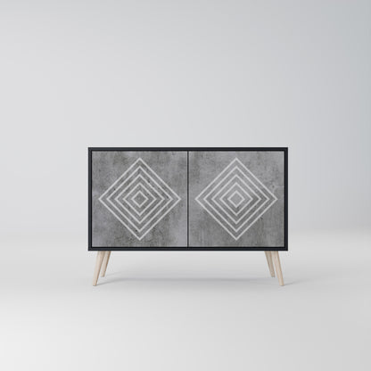 Credenza a 2 ante POLYGONAL ARTISTRY in finitura nera