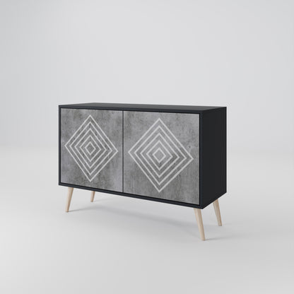 Credenza a 2 ante POLYGONAL ARTISTRY in finitura nera