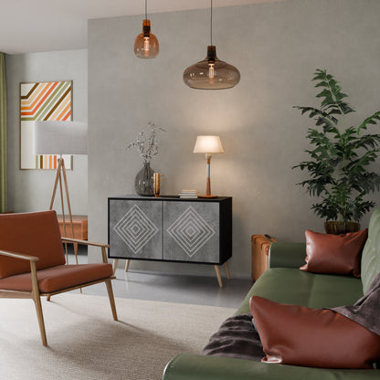Credenza a 2 ante POLYGONAL ARTISTRY in finitura nera