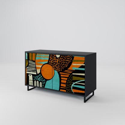 Credenza a 2 ante GEODE GLIMMER con finitura nera