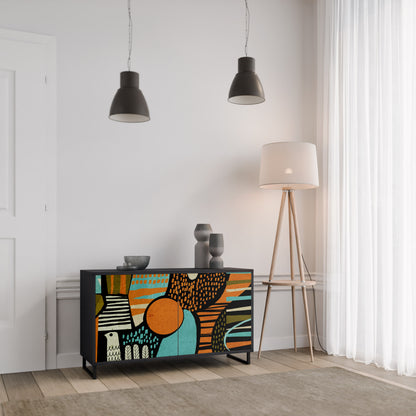 Credenza a 2 ante GEODE GLIMMER con finitura nera
