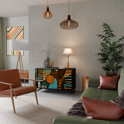 Credenza a 2 ante GEODE GLIMMER con finitura nera