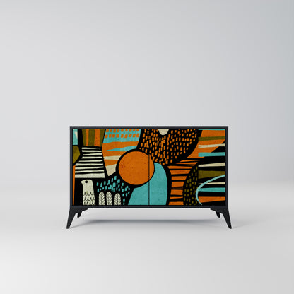 Credenza a 2 ante GEODE GLIMMER con finitura nera