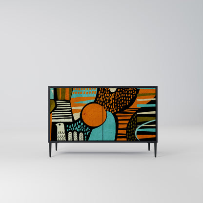Credenza a 2 ante GEODE GLIMMER con finitura nera
