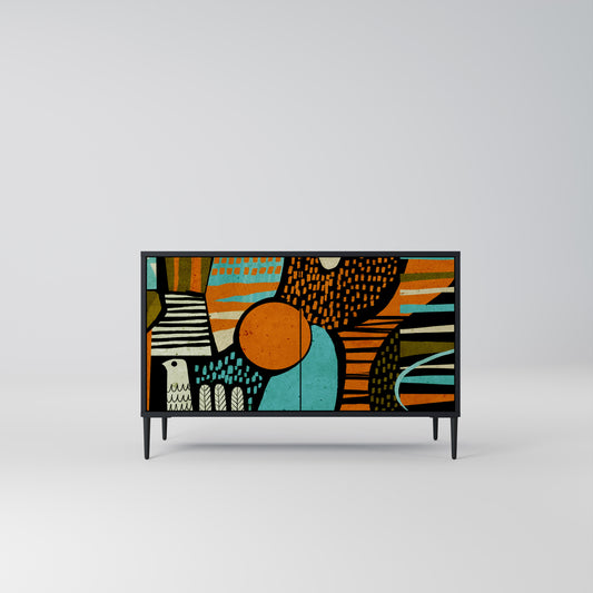 Credenza a 2 ante GEODE GLIMMER con finitura nera