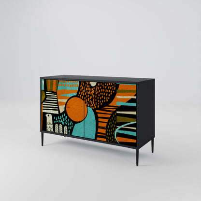 Credenza a 2 ante GEODE GLIMMER con finitura nera
