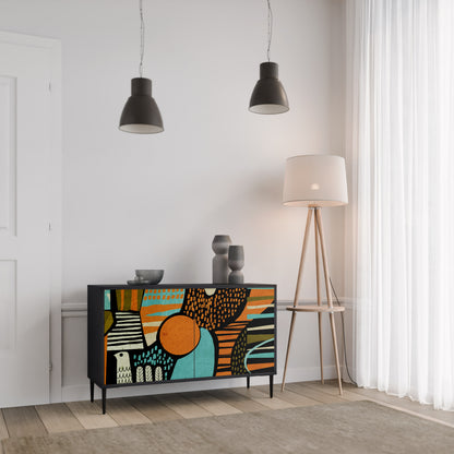 Credenza a 2 ante GEODE GLIMMER con finitura nera