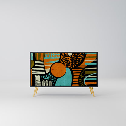 Credenza a 2 ante GEODE GLIMMER con finitura nera