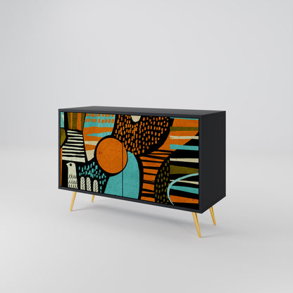 Credenza a 2 ante GEODE GLIMMER con finitura nera