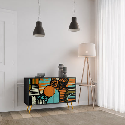 Credenza a 2 ante GEODE GLIMMER con finitura nera