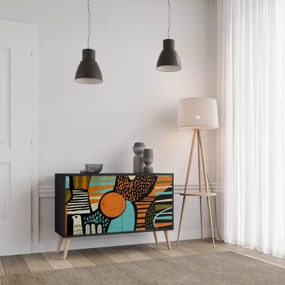 Credenza a 2 ante GEODE GLIMMER con finitura nera