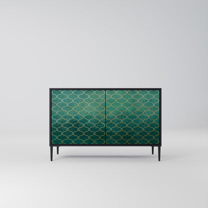 TESSELATED GREENERY 2-Door Sideboard in Black Finish