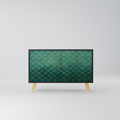 TESSELATED GREENERY 2-Door Sideboard in Black Finish
