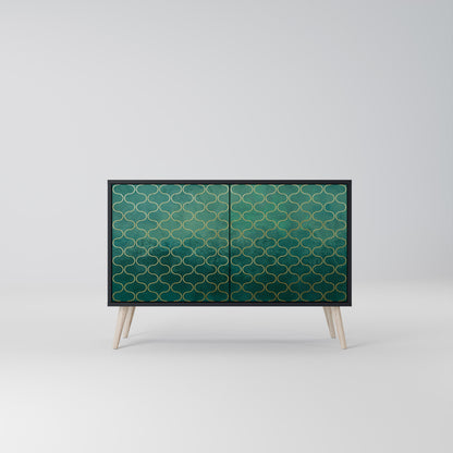 TESSELATED GREENERY 2-Door Sideboard in Black Finish