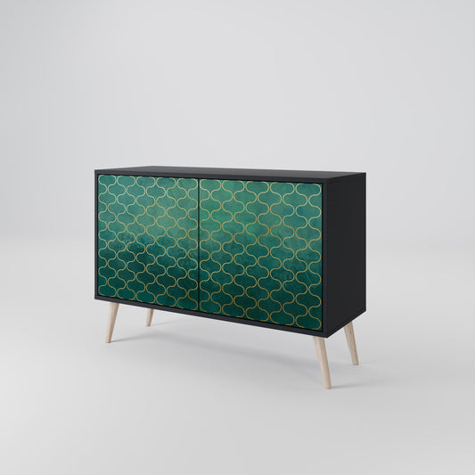 Credenza TESSELATED GREENERY a 2 ante con finitura nera