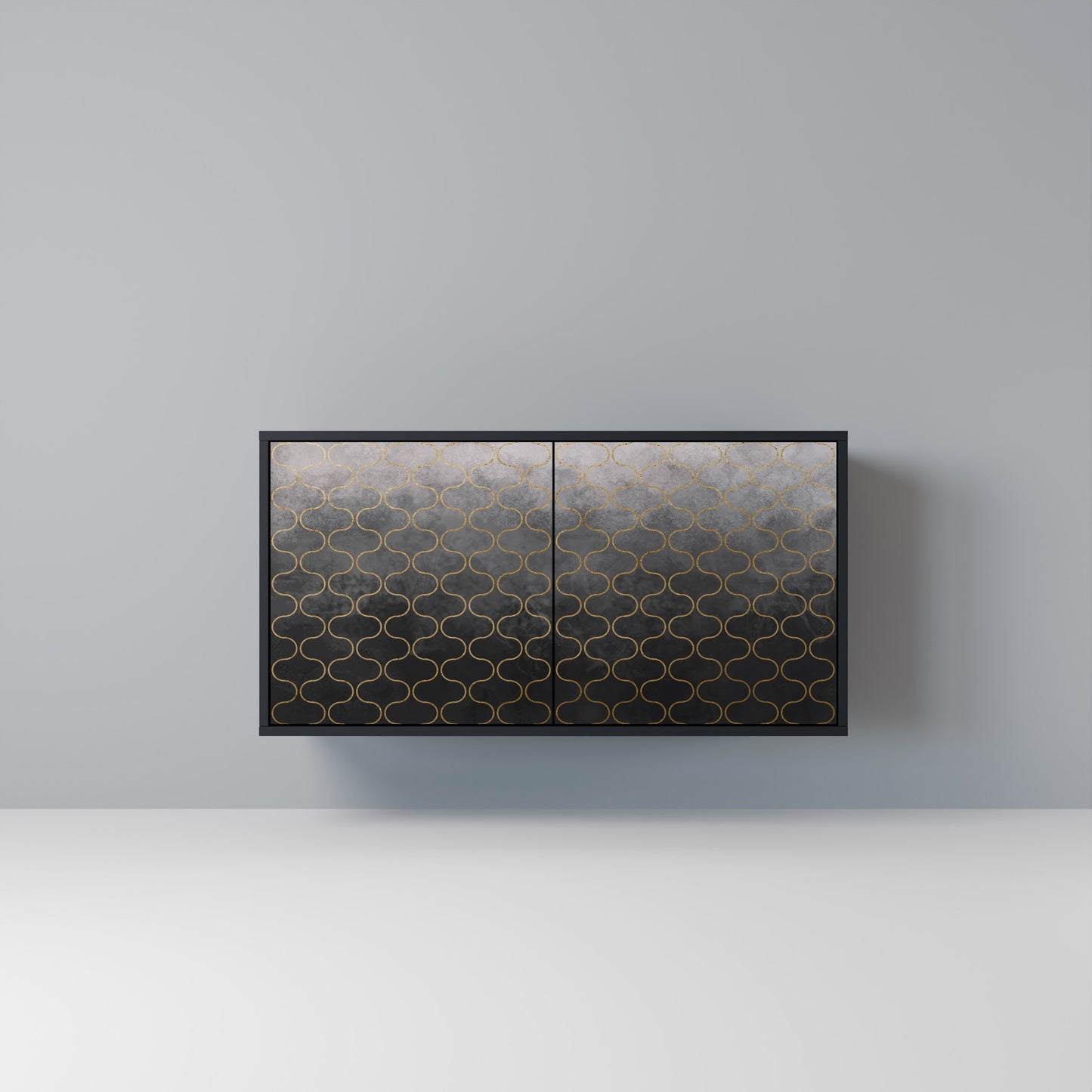 TESSELATED GRAYISH Madia a 2 Ante in Finitura Nera