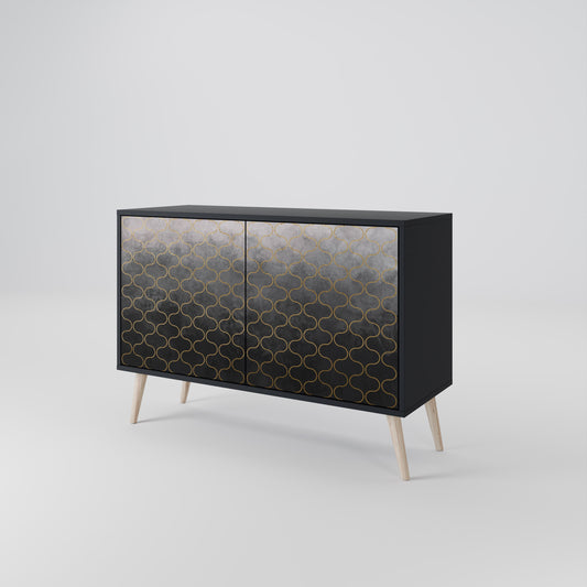 Credenza a 2 ante TESSELATED GRAYISH con finitura nera