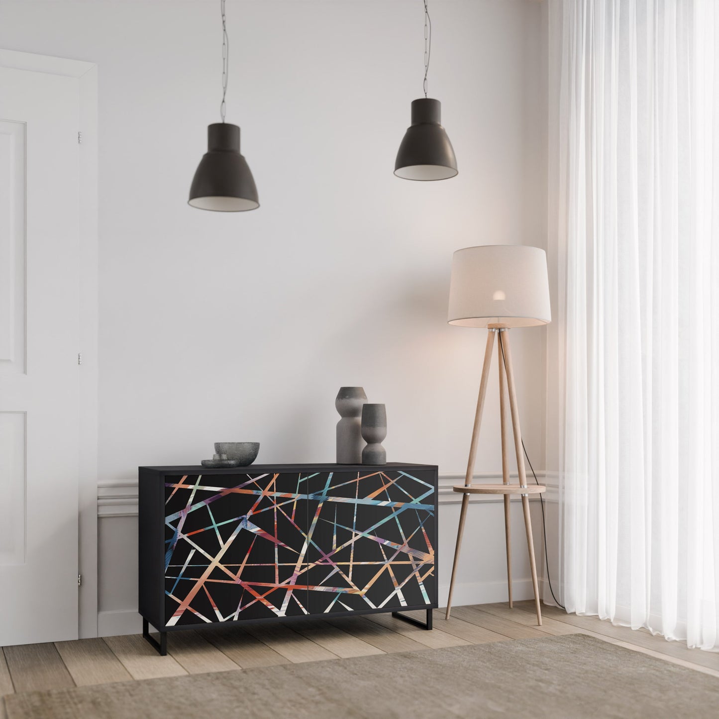 Credenza POLYGON VERVE a 2 ante in finitura nera