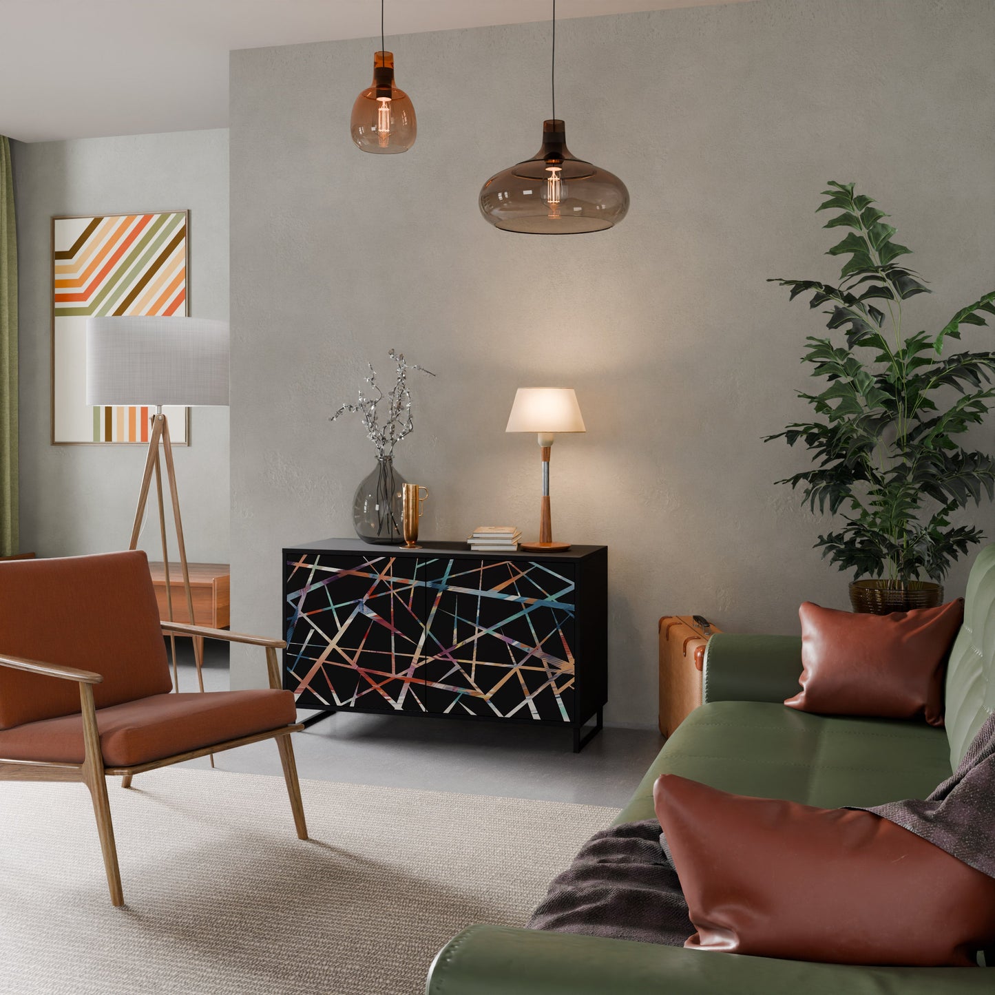 Credenza POLYGON VERVE a 2 ante in finitura nera