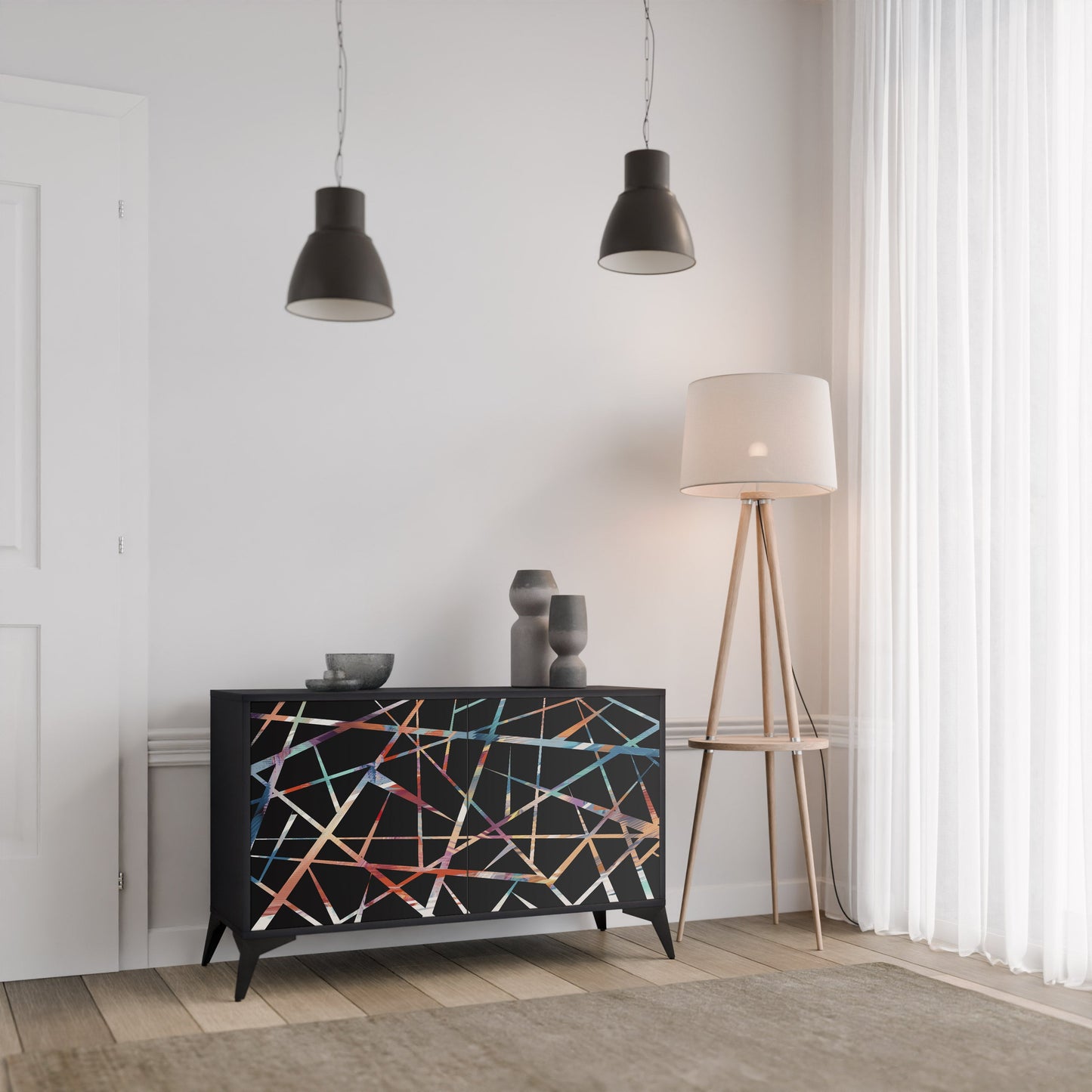 Credenza POLYGON VERVE a 2 ante in finitura nera