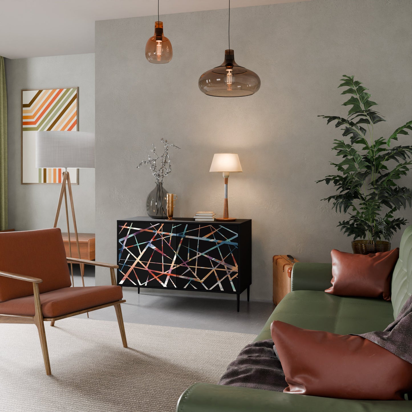 Credenza POLYGON VERVE a 2 ante in finitura nera