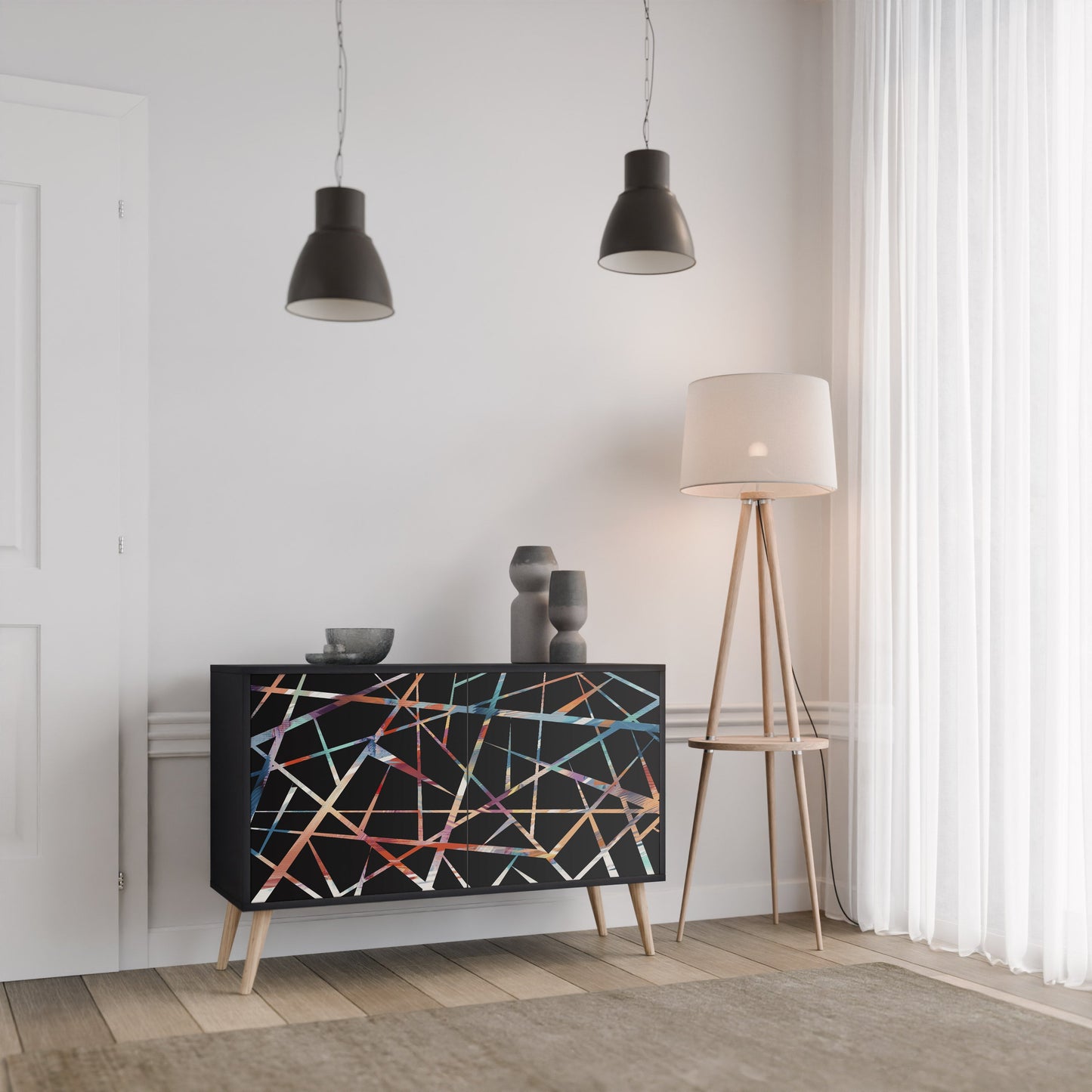 Credenza POLYGON VERVE a 2 ante in finitura nera