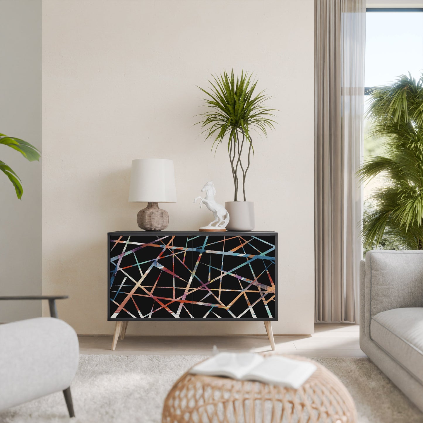 Credenza POLYGON VERVE a 2 ante in finitura nera