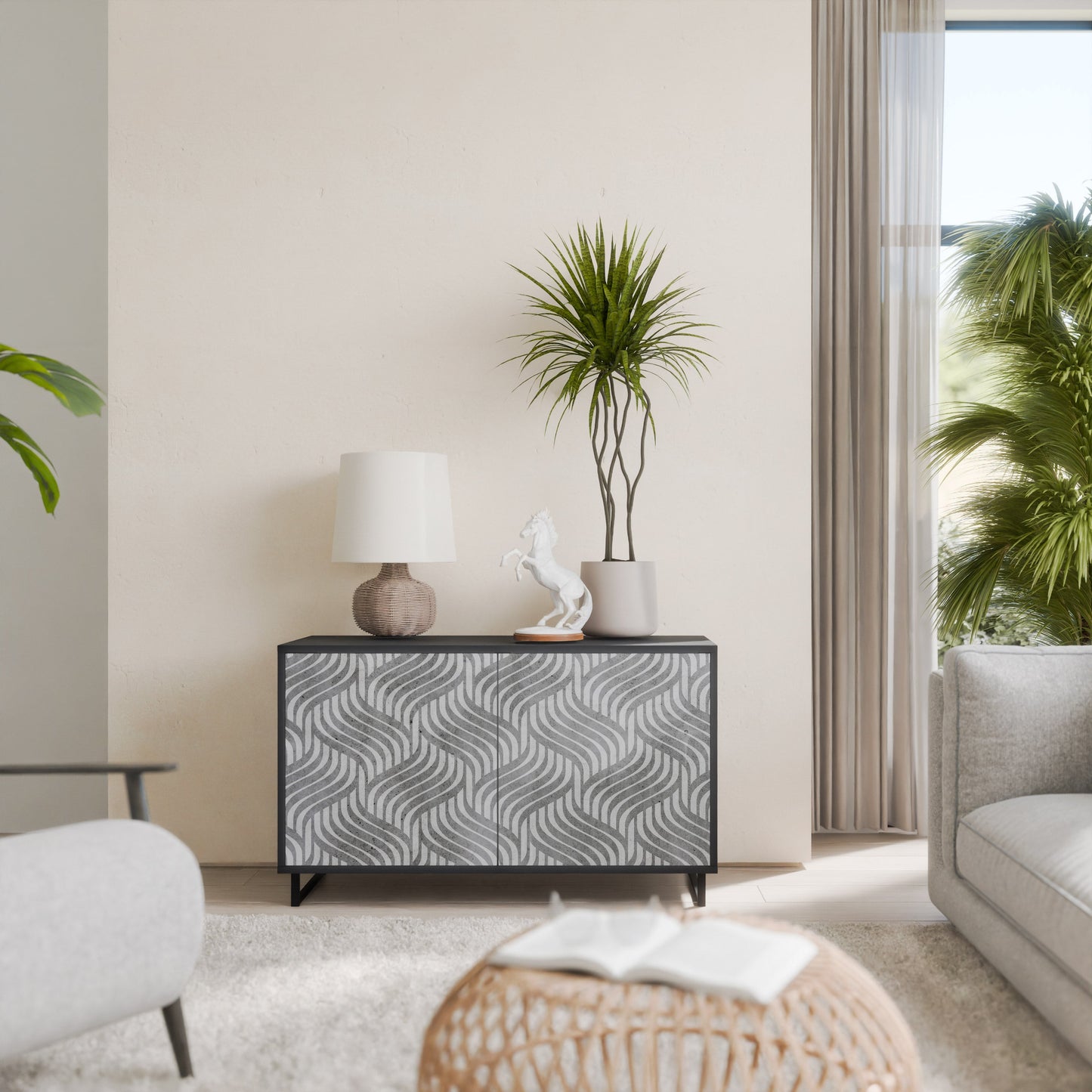 Credenza CONCRETE MOVEMENT a 2 ante in finitura nera
