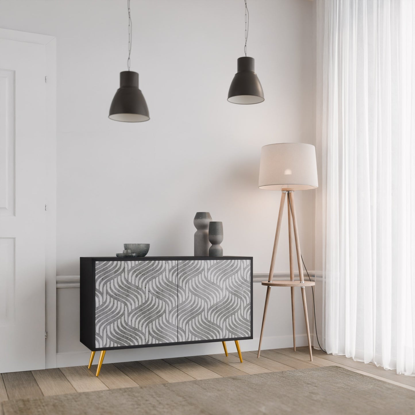 Credenza CONCRETE MOVEMENT a 2 ante in finitura nera