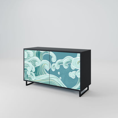 Credenza a 2 ante ASIAN SWAY in finitura nera