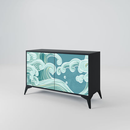 Credenza a 2 ante ASIAN SWAY in finitura nera