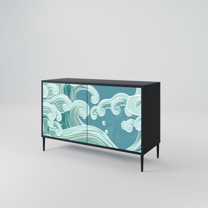 Credenza a 2 ante ASIAN SWAY in finitura nera