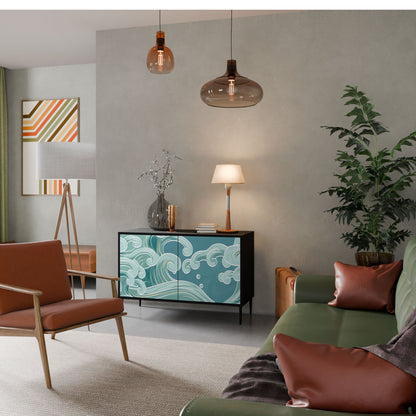 Credenza a 2 ante ASIAN SWAY in finitura nera