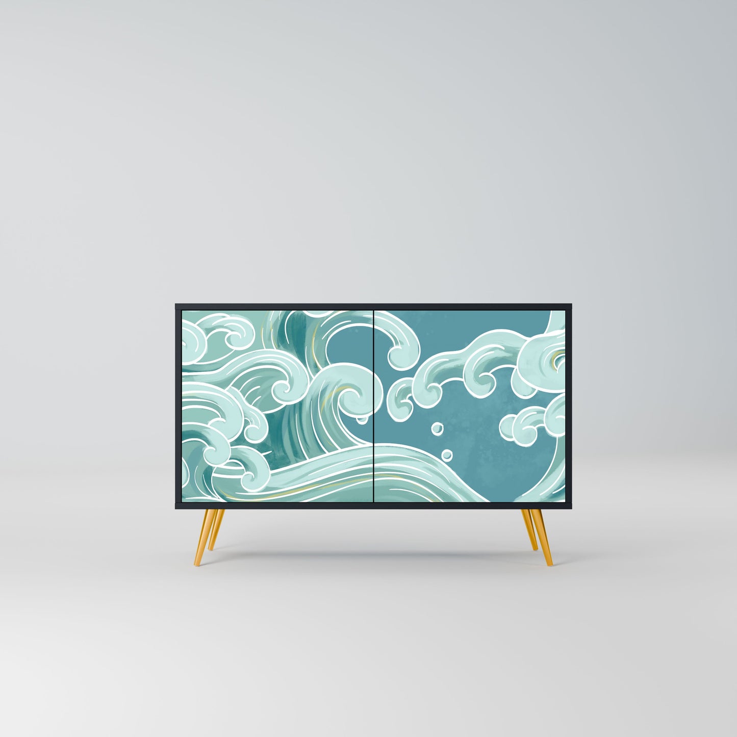 Credenza a 2 ante ASIAN SWAY in finitura nera